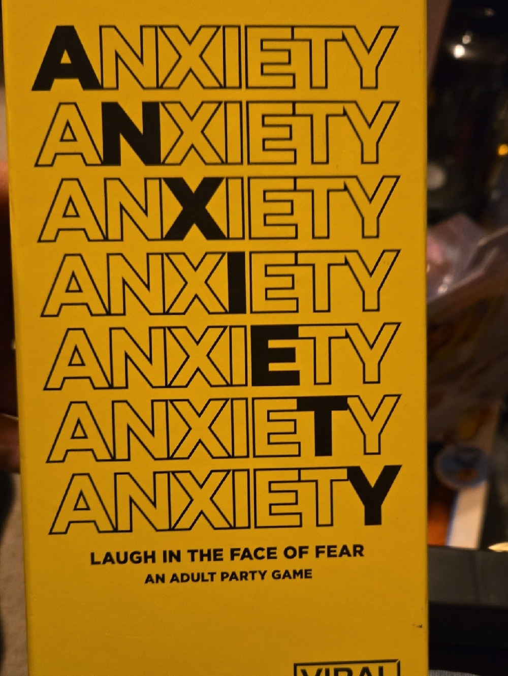 Anxiety Party Game - Bright Yellow Box